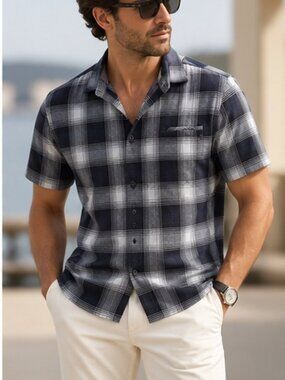 Good Man Brand Men's Large Black Gray Plaid Long Sleeve Button Down Shirt